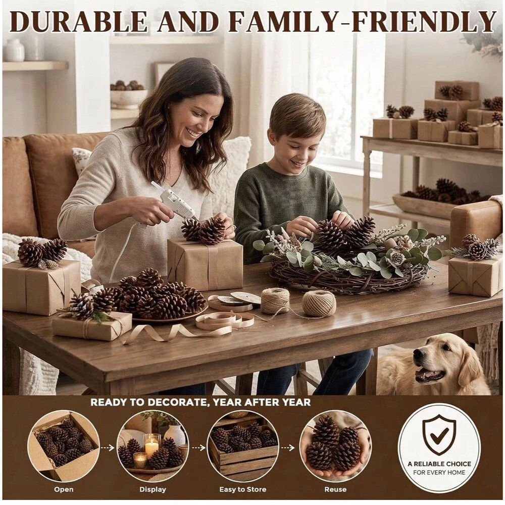 JOHOUSE 12 Large Natural Pine Cones, Pinecone Bowl Fillers (3.5
